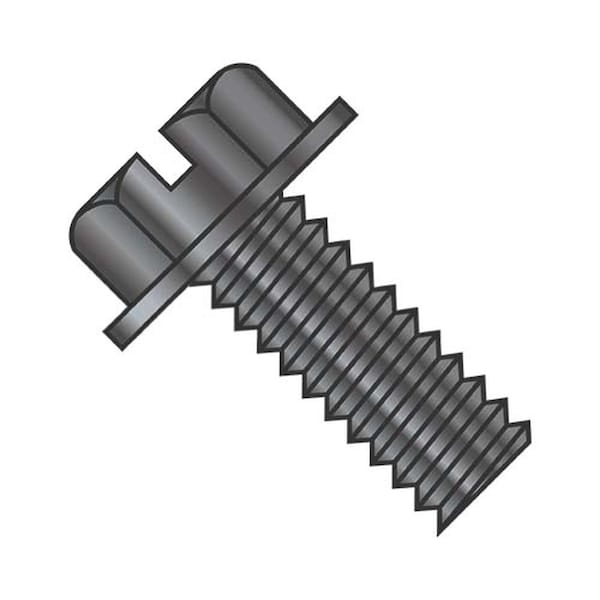 Usa Industrials 1/4"-20 x 1/2 in Slotted Flange Hex Machine Screw, Black Oxide Steel BULK-SCRW-7764 - main
